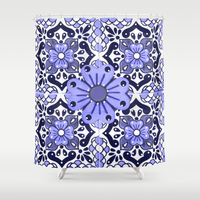 talavera mexican tile in very pery Shower Curtain