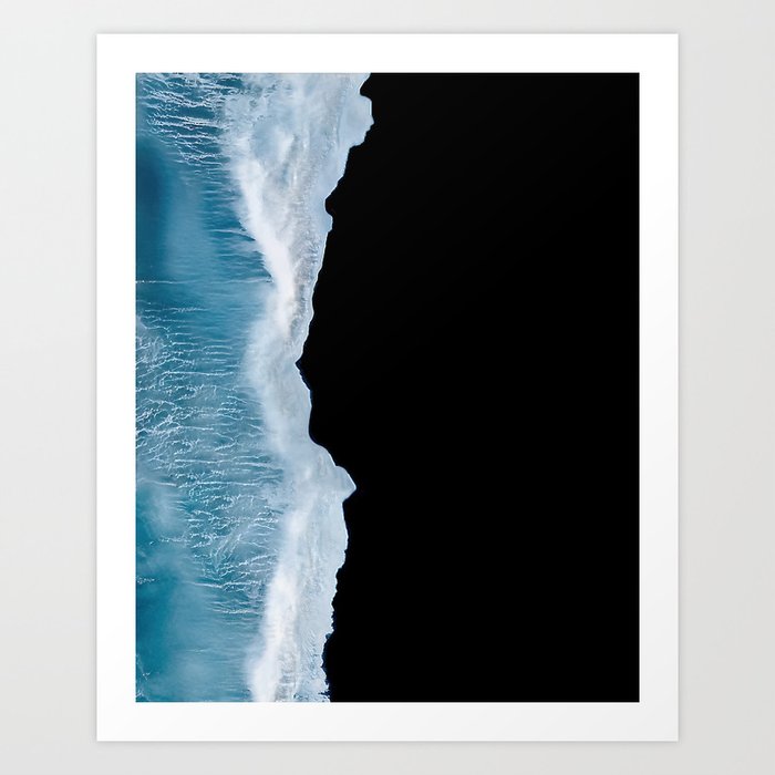 Minimalist wave crashing on a black sand beach in Iceland – Ocean Landscape Photography Art Print