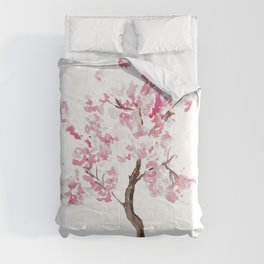 Cherry tree blossom flowers Watercolor Painting Comforter