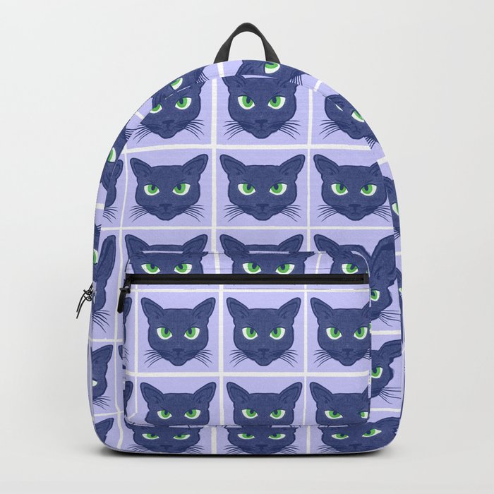 Retro Modern Periwinkle Cats Pattern Backpack