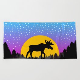 Moose Moon Light Pink and Light Blue Beach Towel