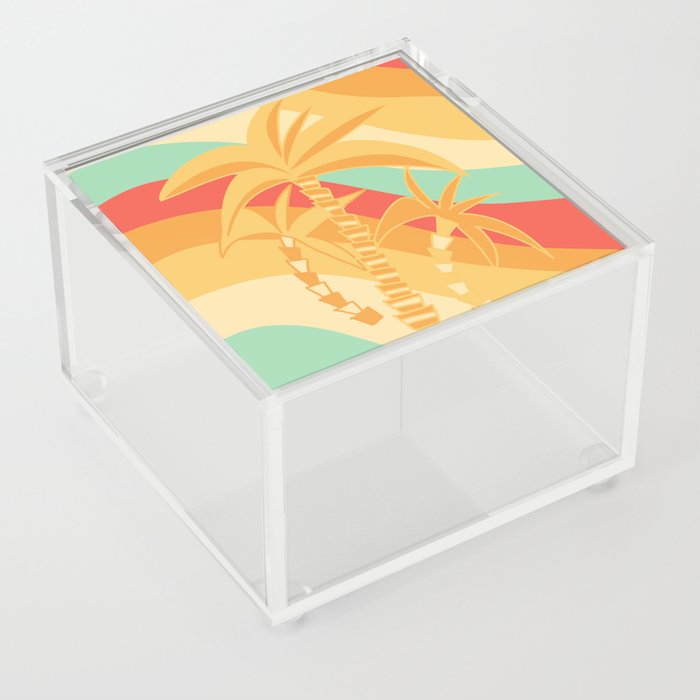 Retro Palm Summer Wave #1 #minimal #decor #art #society6 Acrylic Box