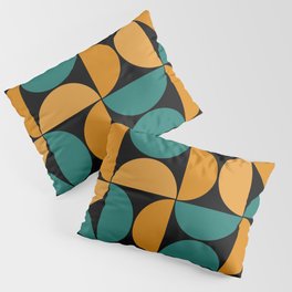 Mid century geometric pattern on black background 3 Pillow Sham