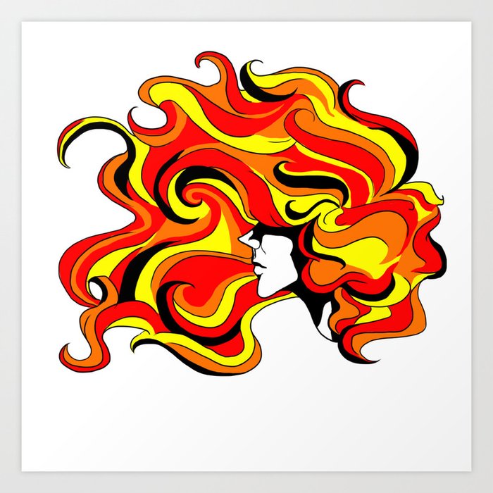 your hair is on fire Art Print