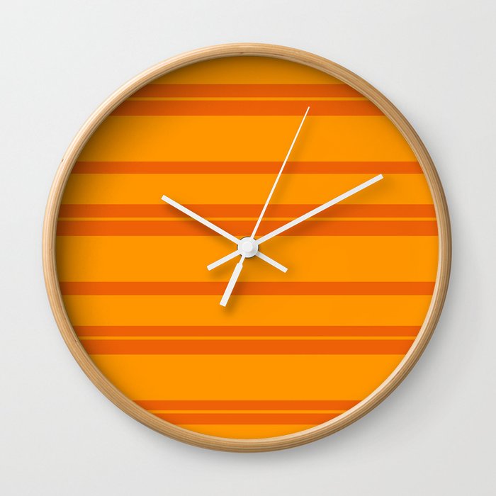 Halloween Orange Horizontal Stripes Wall Clock