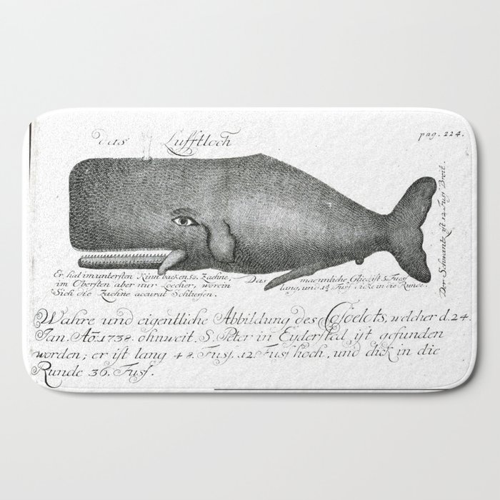 Vintage Nautical Scrimshaw Whale Steampunk Hipster Bath Mat By
