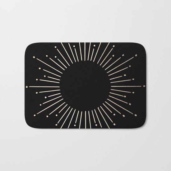 Sunburst White Gold Sands on Black Bath Mat