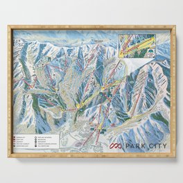Park City Utah Trail Map Ski Snowboard Serving Tray