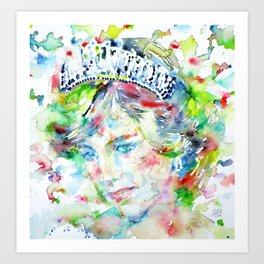 DIANA - Princess of WALES - watercolor portrait Art Print