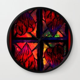 Mi Corazon (My Heart) - Symmetrical Art 3 Wall Clock | Hearts, Color, Window, Acrylic, Love, Elizabethasoroka, Red, Symmetricalart, Digital, Pattern 