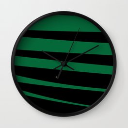 Debra Stripes Green and Black Background Wall Clock