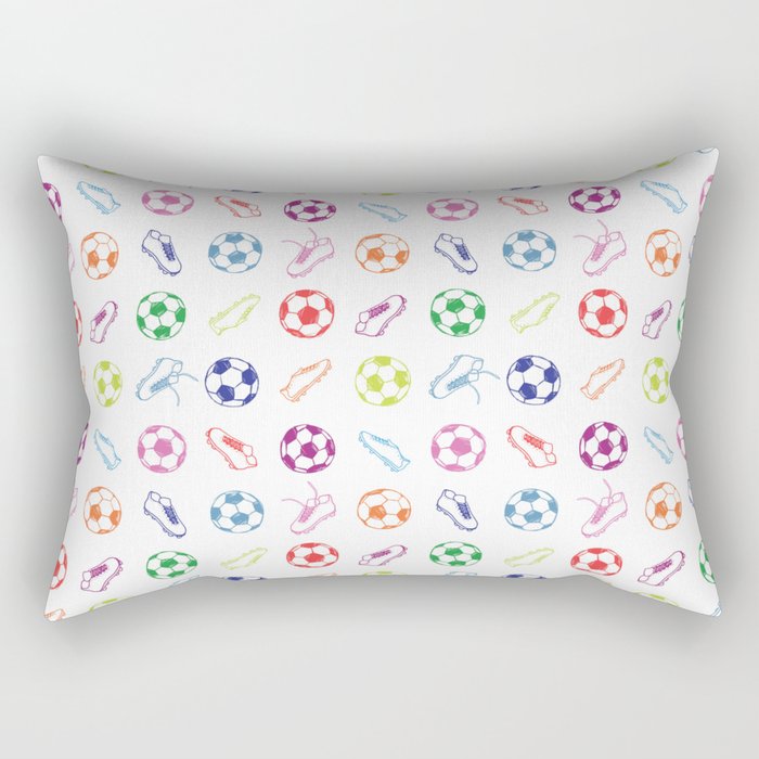 Soccer balls and boots doodle pattern. Digital Illustration Background Rectangular Pillow