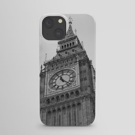 Vintage black and white Big Ben tower art print - London westminster city travel photography iPhone Case