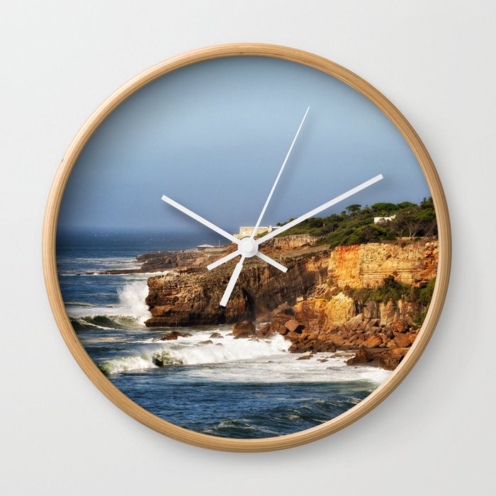 South Africa Photography - Strong Waves Hitting The Coastline Wall Clock