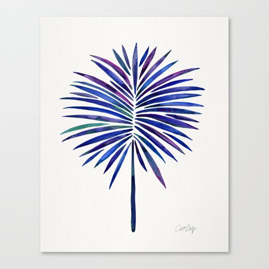 Tropical Fan Palm – Indigo Canvas Print