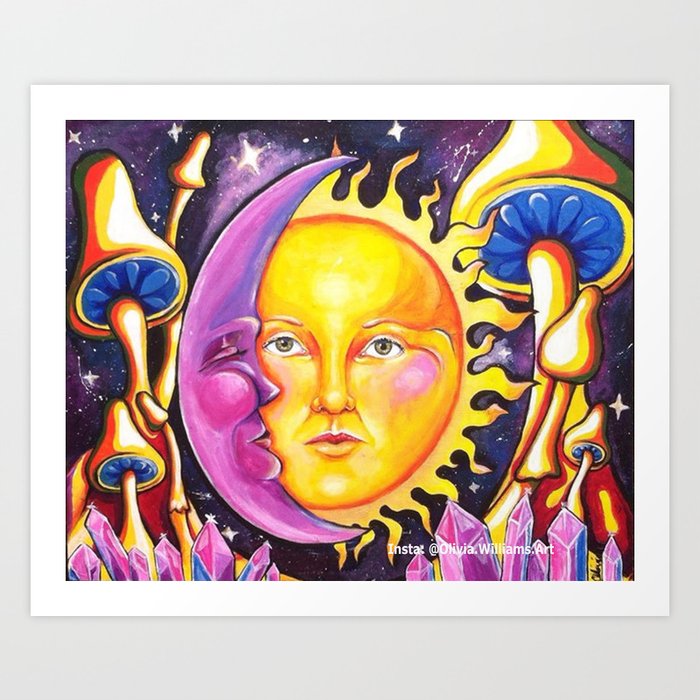 Sun and moon trippy best sale painting