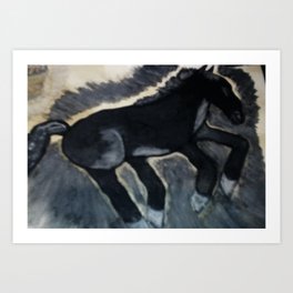 Black Horse Art Print | Painting, Watercolor 