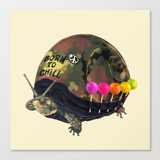 "Born to Chill" Full Metal Snail Turtle Canvas Print