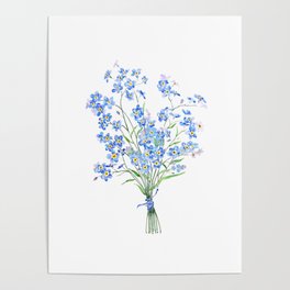 blue forget me not bouquet 2020 Poster