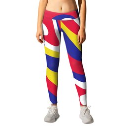 New Groove Retro Swirl Abstract Pattern in Navy Blue, Red, Yellow, and White Leggings | 70S, Cool, Multi Color, Bright, Colorful, Psychedelic, Retro, 90S, Maximalist, Trippy 