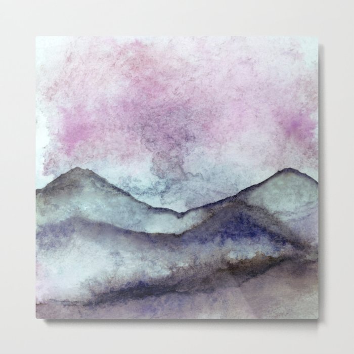 Purple Tone Landscape In Watercolor Metal Print