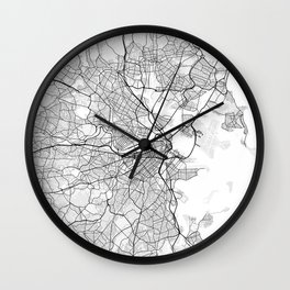 Boston City Minimalist Map Wall Clock