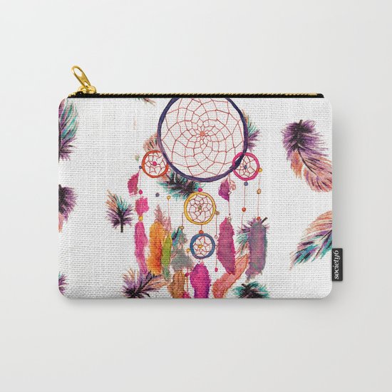 Hipster Watercolor Dreamcatcher Feathers Pattern Carry-All Pouch