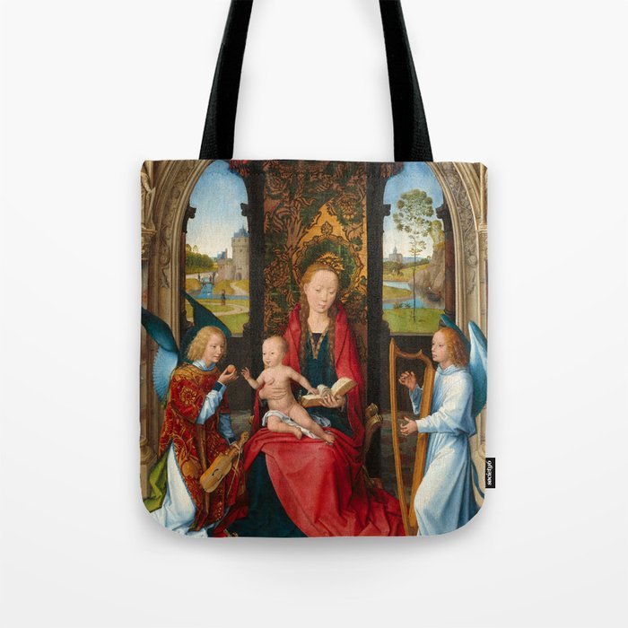 Madonna and Child with Angels, 1479 by Hans Memling Tote Bag
