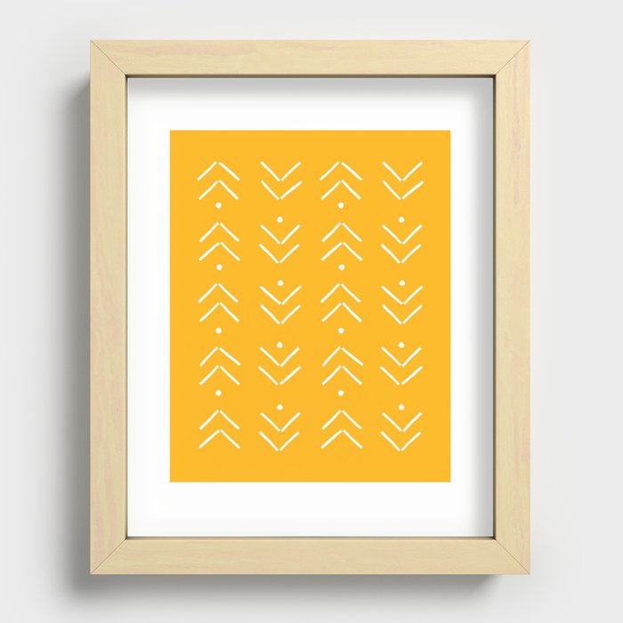 Arrow Lines Geometric Pattern 36 in Mustard Yellow Recessed Framed Print