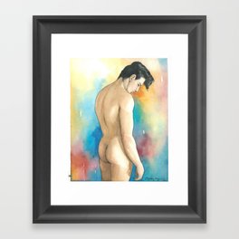 Male Nude Watercolor Framed Art Print