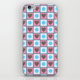 Cute Checkered Hearts & Dots Pattern iPhone Skin