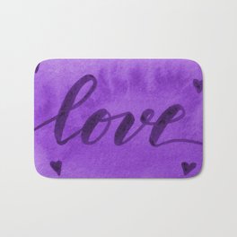 Valentine's Day Watercolor Love – purple Bath Mat