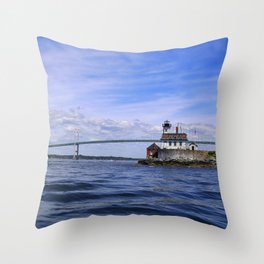 Rose Island and Newport Rode Island Bridge combo Throw Pillow