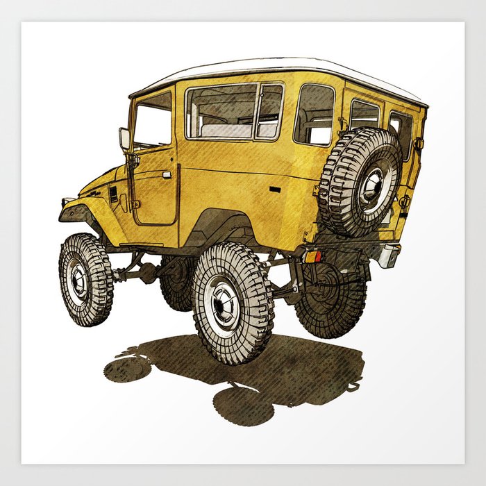 Yellow Mustard FJ40 Land cruiser Art Print