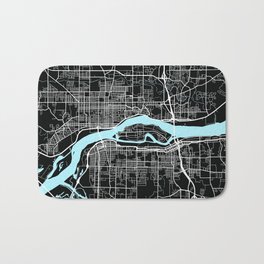 Quad Cities Map - Black Bath Mat