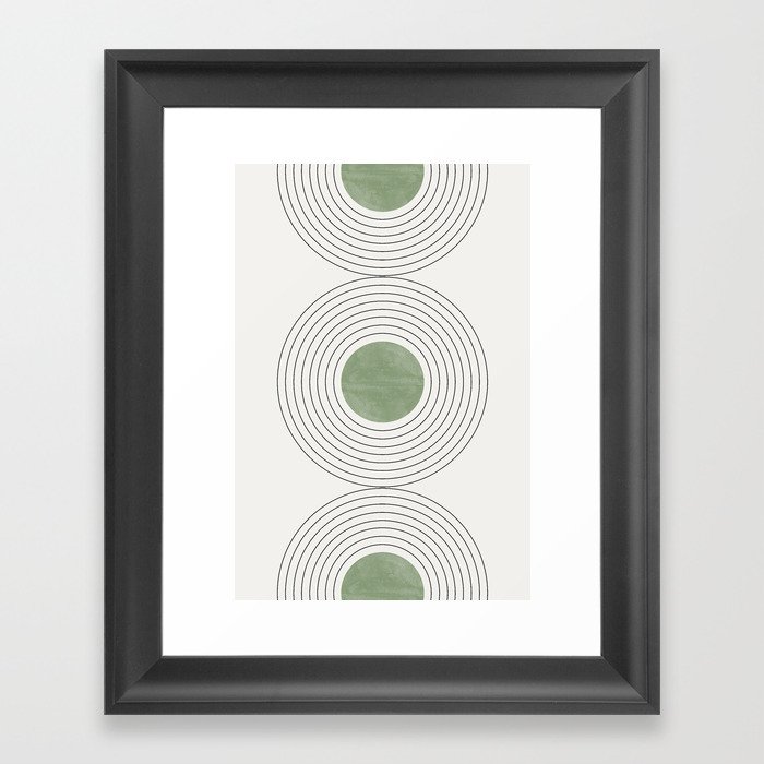 Fresh Pattern, Green Circle Framed Art Print