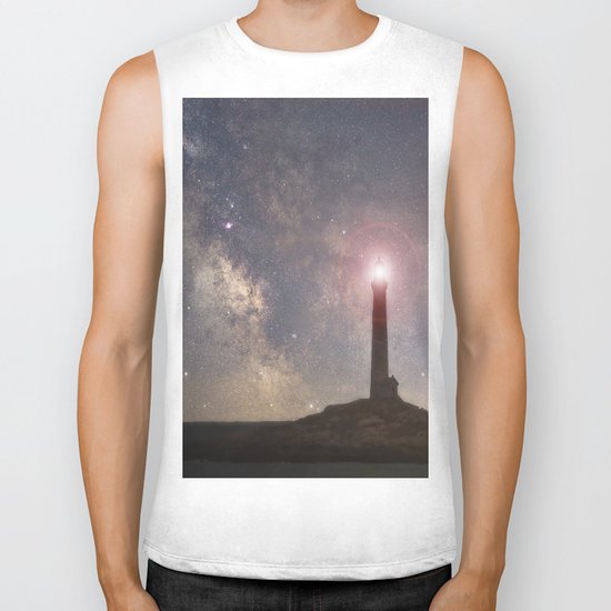 Milkyway over Thacher Island Biker Tank
