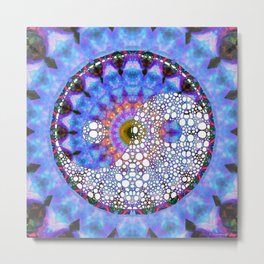 Raw Energy Yin And Yang Symbol - Blue And Purple Art - Sharon Cummings Metal Print