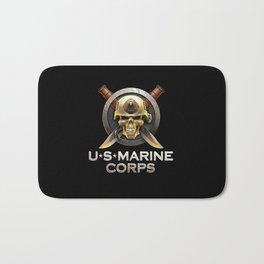 Military badge with marine skull Bath Mat