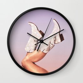 These Boots - Glitter Purple Miami Vibes Wall Clock