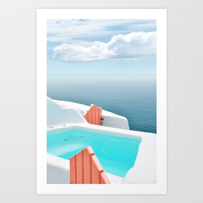 Santorini Pool Art Print