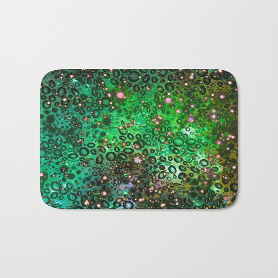 RAINBOW DOTTY OCEAN 3 Green Lime Ombre Space Galaxy Colorful Polka Dot Bubbles Abstract Painting Art Bath Mat