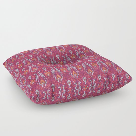 Blue and orange leaves pattern Floor Pillow by Julia CoalRye Society6