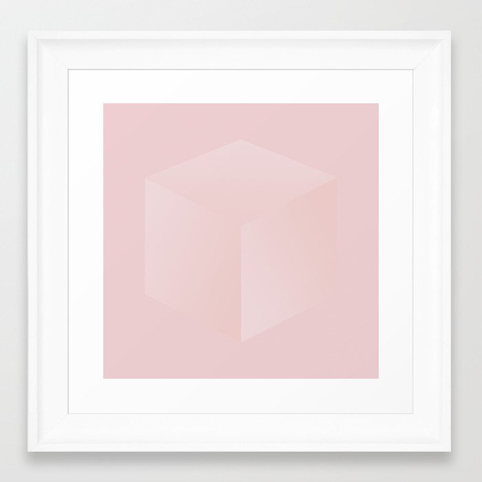 CUBE Gerahmter Kunstdruck | Graphic-design, Digital, Würfel, 3d, Pink, Pantone, Soft, Minimal, Geometrie, Gradient