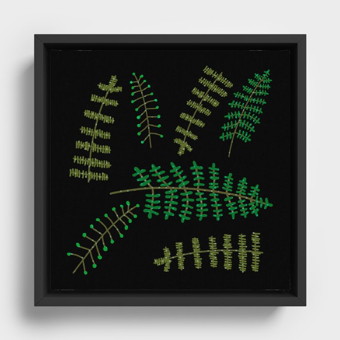 Abstract Ferns On Black Framed Canvas