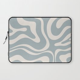 Modern Liquid Swirl Abstract Pattern in Light Blue-Grey and Cream  Laptop Sleeve