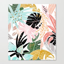 Veronica, Tropical Eclectic Bold Monstera Palm Illustration Nature Modern Colorful Jungle Canvas Print