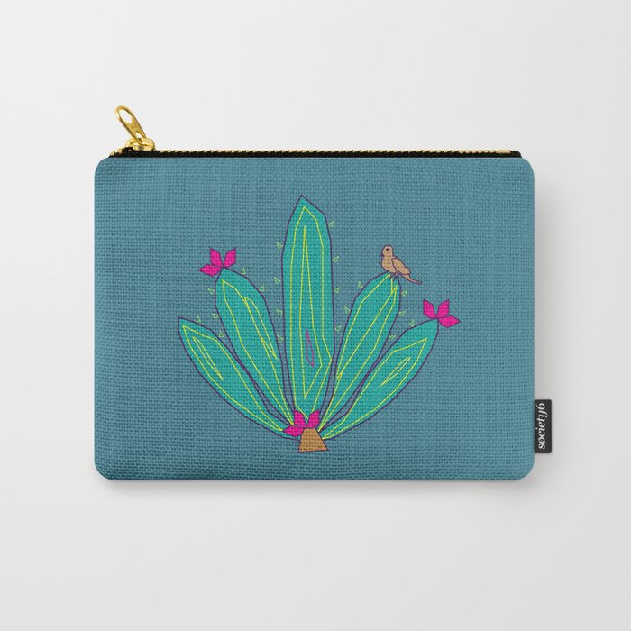 Succulents Blue Carry-All Pouch