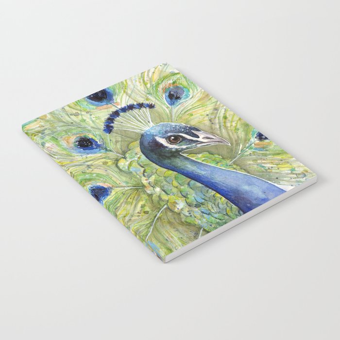 Peacock Watercolor Painting | Exotic Birds Notebook by olechka | Society6