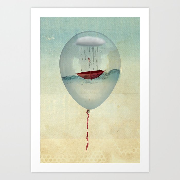 embracing the rain in a bubble Art Print